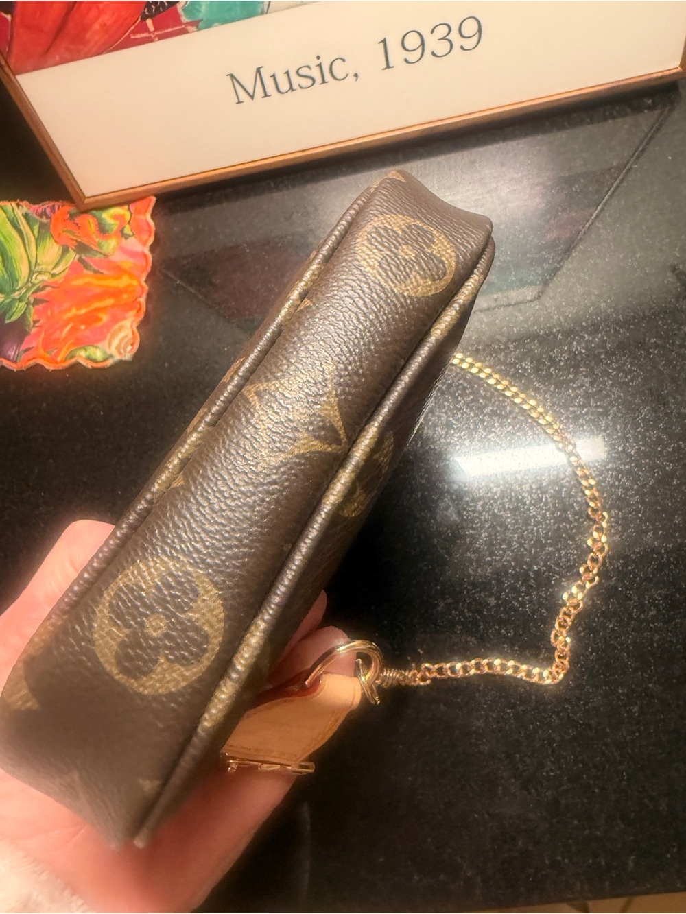Brown Monogram Mini Bag with Gold Chain - Picture 5 of 12